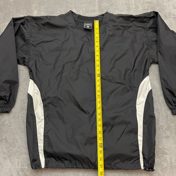 Easton Baseball Wind Jacket Rain Pullover Black Medium Long Sleeve Vented - Picture 3 of 7